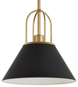 Carrington Isle Flat Matte Black and Luxe Gold 1 Light Pendant