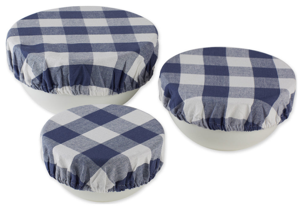 DII Asst French Blue Buffalo Check Woven Dish Cover (Set of 3)