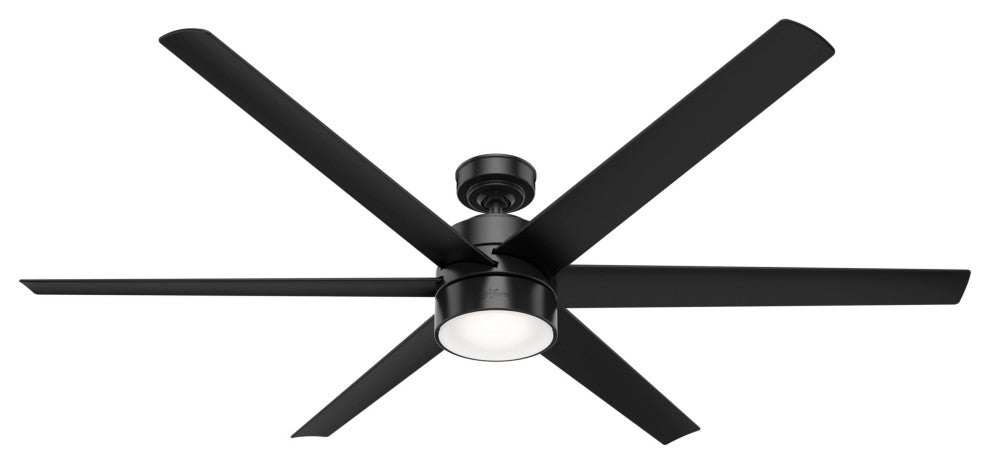 Hunter 72" Solaria Outdoor Matte Black Ceiling Fan With LED Light and Remote