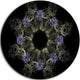 Glowing Radial Fractal Flower In Purple, Floral Round Artwork, 23"