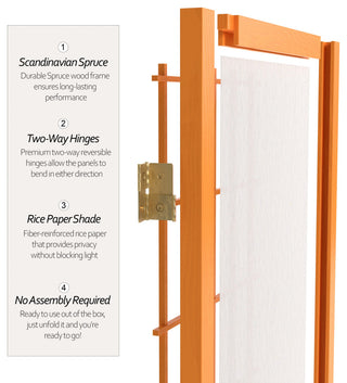 2' Tall Desktop Window Pane Shoji Screen, Honey, 4 Panels