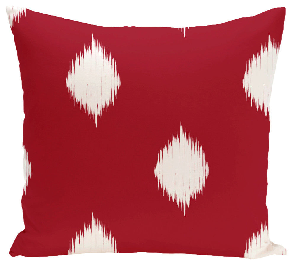 Hol-I-Kat, Decorative Holiday Ikat Print Pillow, Red, 20"x20"