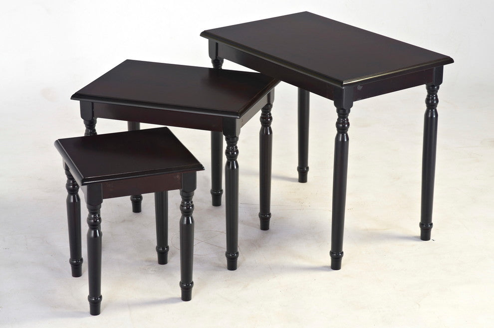 Set of 3 nesting tables, Espresso
