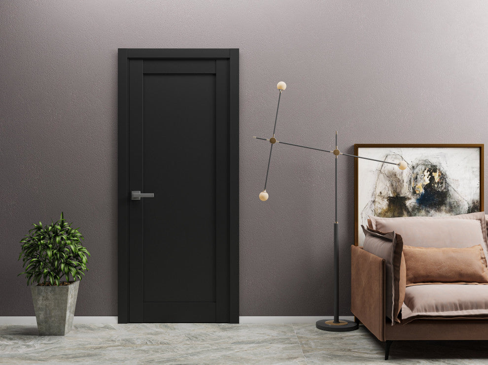 Slab Barn Door 42 x 84, Quadro 4111 Matte Black, Sliding