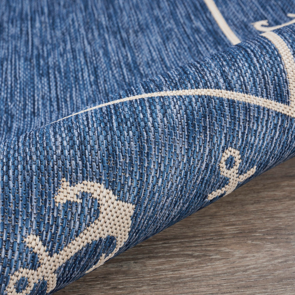 5" x 7" Navy Anchor Indoor Outdoor Area Rug