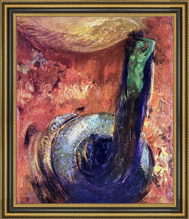 Odilon Redon The Green Death - 20" x 25" Framed Premium Canvas Print
