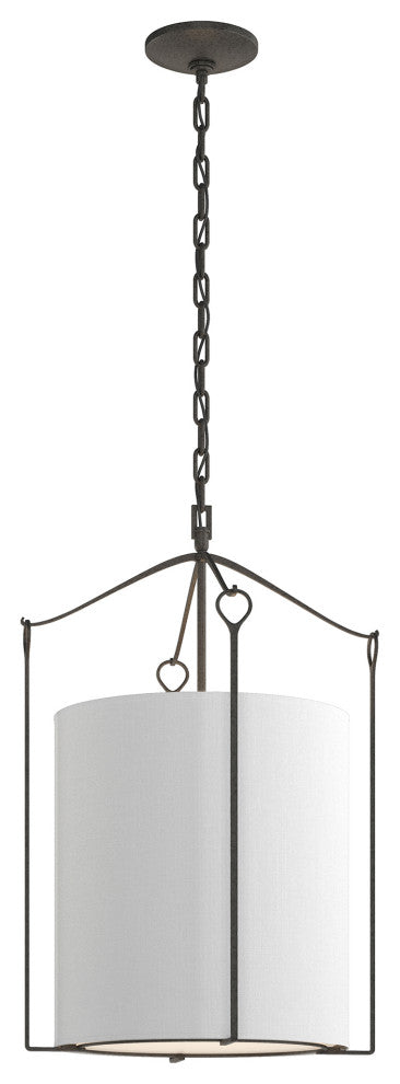 Bow Tall Pendant, Natural Iron Finish, Natural Anna Shade