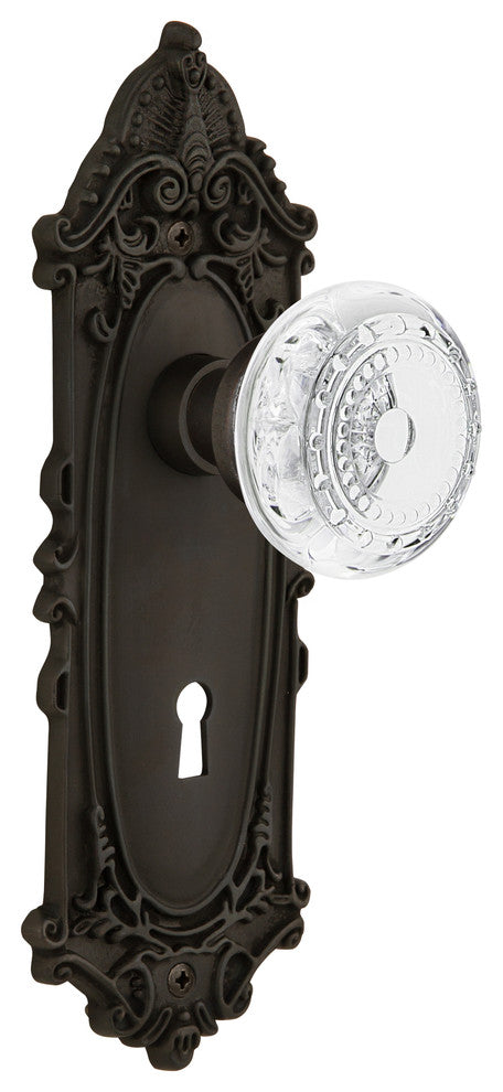 Victorian Plate Single Dummy, Keyhole Crystal Meadows Knob, Oil-Rubbed Bronze