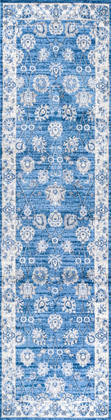 Modern Persian Moroccan Blue/Ivory 2'x8' Runner Rug