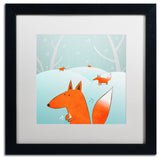 'Winter Foxes' Matted Framed Canvas Art by Carla Martell
