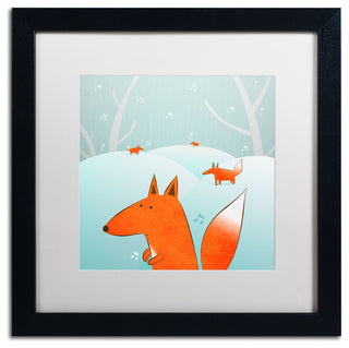 'Winter Foxes' Matted Framed Canvas Art by Carla Martell