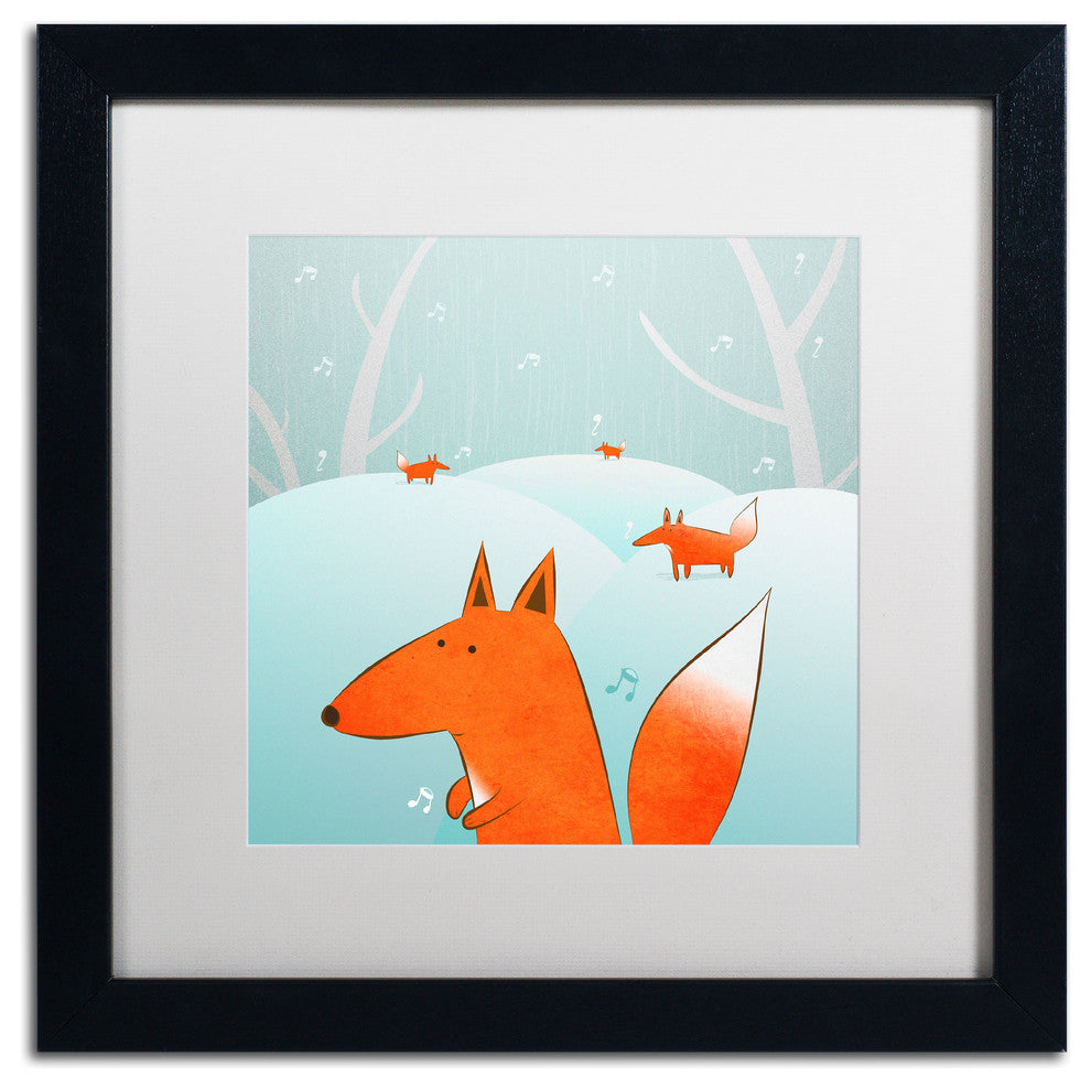 'Winter Foxes' Matted Framed Canvas Art by Carla Martell