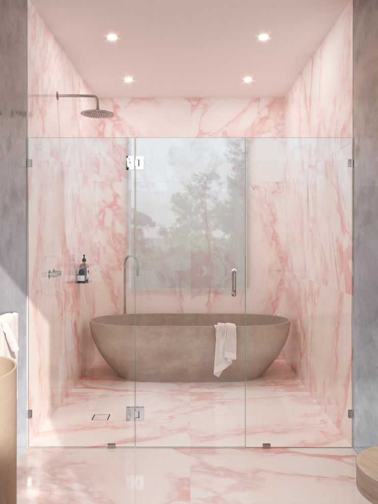 78"x78" Frameless 3 Panel Inline Shower Door, Polished Chrome