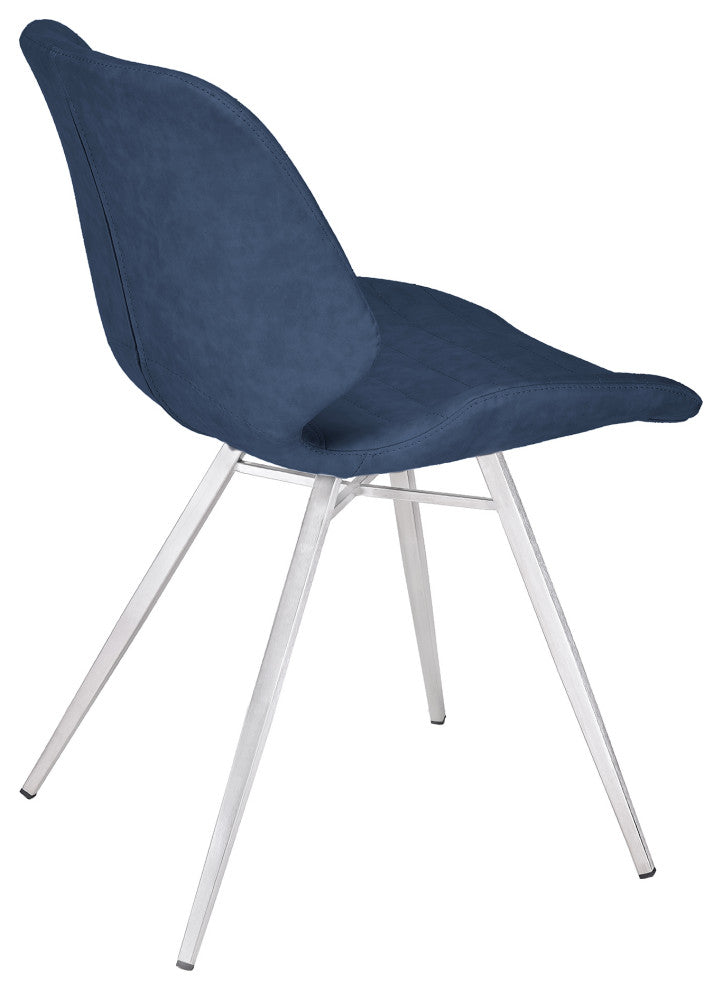 Valor Contemporary Dining Chair In Dark Vintage Blue Faux Leather, Set of 2