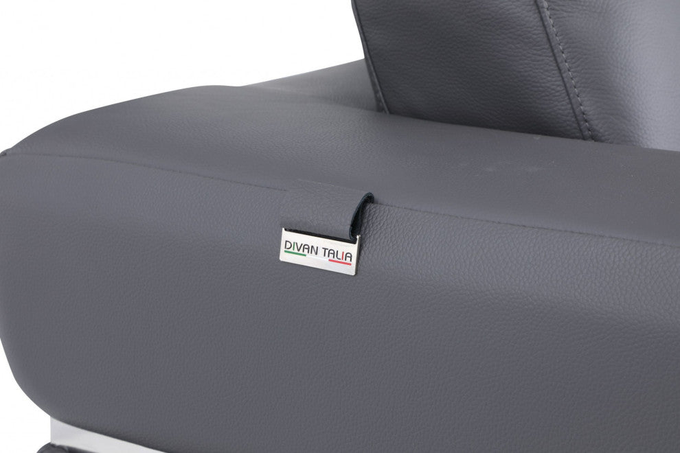 Charcoal Gray Stripe Top Grade Italian Leather Chair