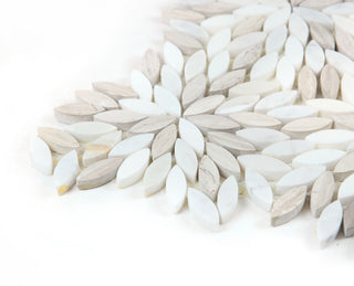 Tea Party 12"x12" Floral Marble Mosaic Wall/Floor Tile,White,Single Sheet