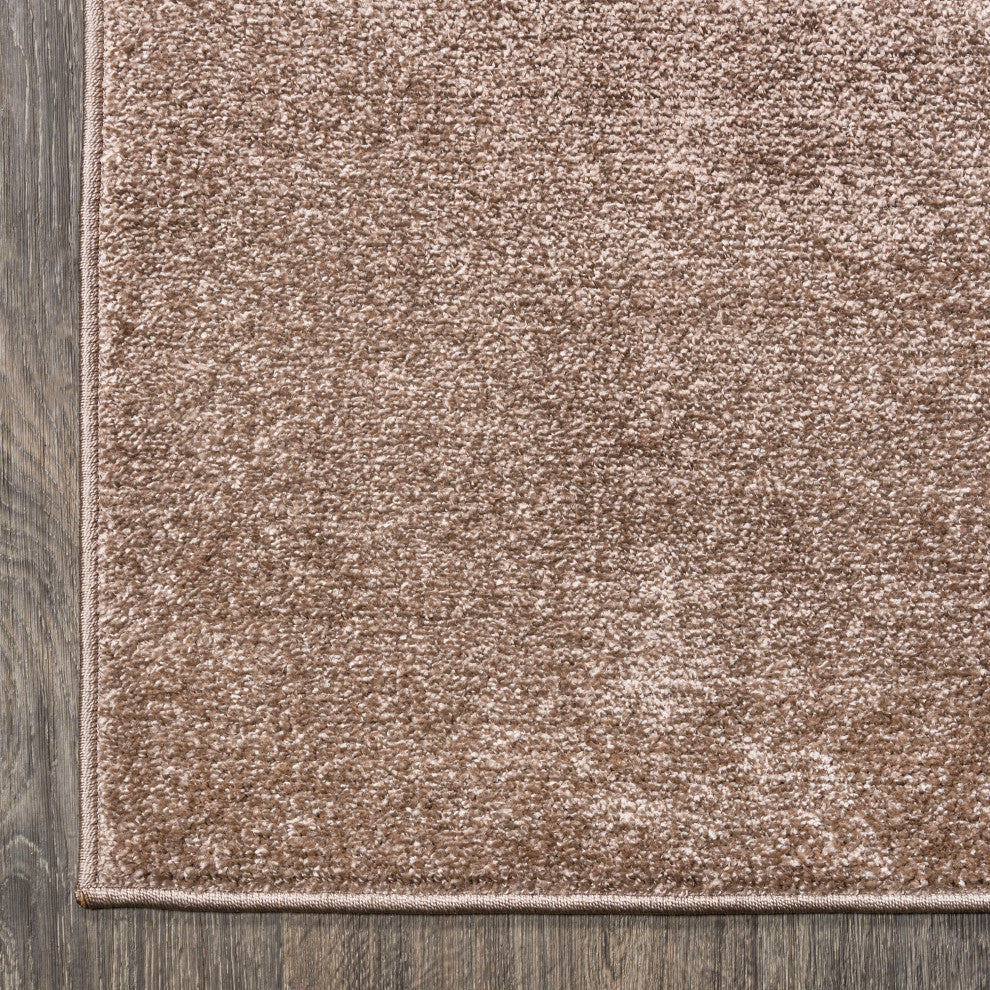 Haze Solid Low-Pile Runner Rug, Brown, 3 X 5 Oval