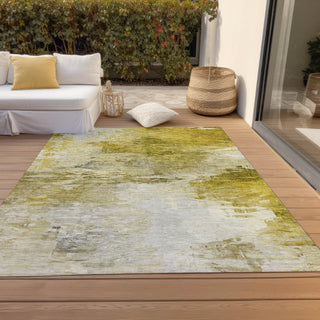 Machine Washable Indoor/Outdoor Chantille ACN595 Gold 10' x 14' Rug