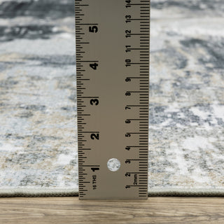 Sasha Abstract Shadows Machine Washable Grey/Ivory Area Rug Mat 5' x 7'