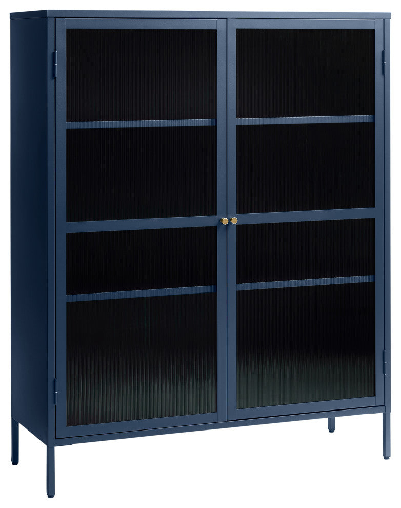 Metal & Glass 55" Display Cabinet, Blue