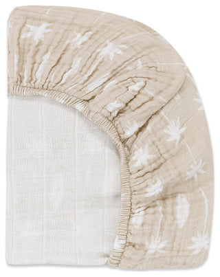 Mini Crib Sheet, GOTS Certified Organic Muslin Cotton, Beach Bum