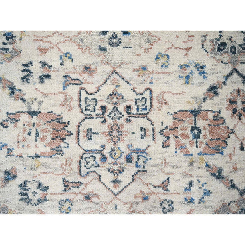 Ivory Wool Pile Natural Dyes Mahal Design Hand Knotted Oriental Rug 12'1"x14'9"