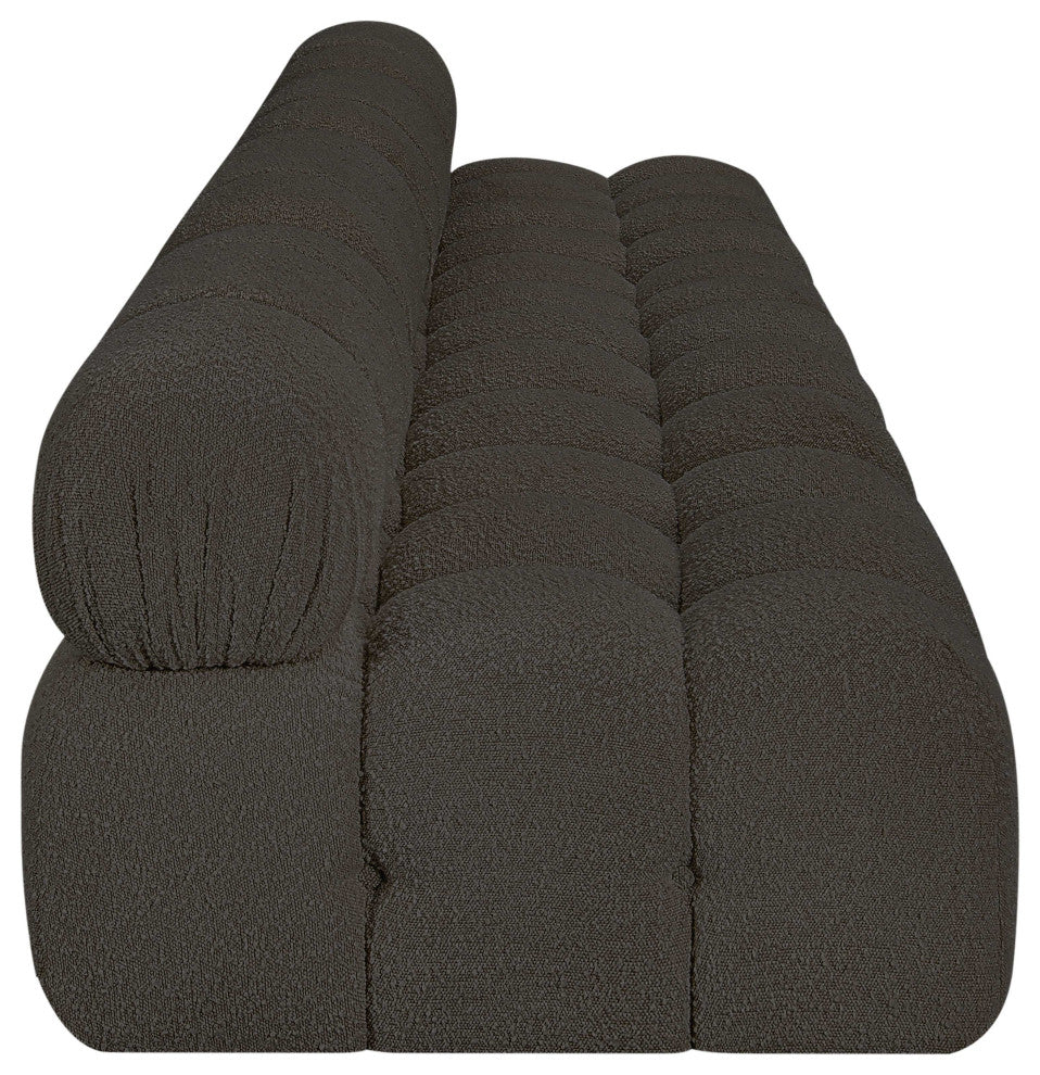 Ames Boucle Fabric Modular Sofa, Brown, 4-Piece: 4 Armless Chair