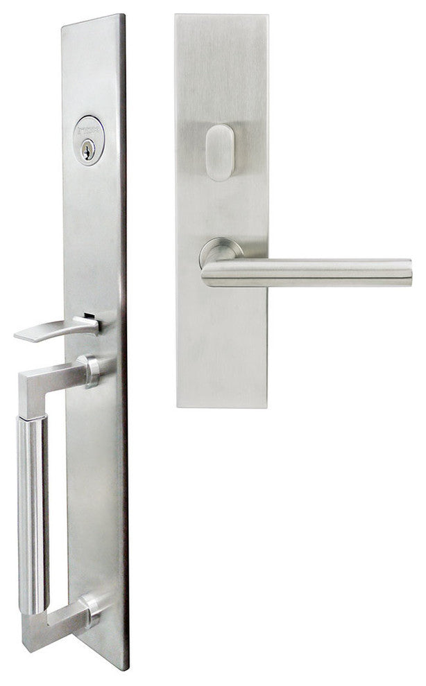 Frankfurt Lever, Mortise Entry Handleset, Left Hand, Satin Stainless Steel