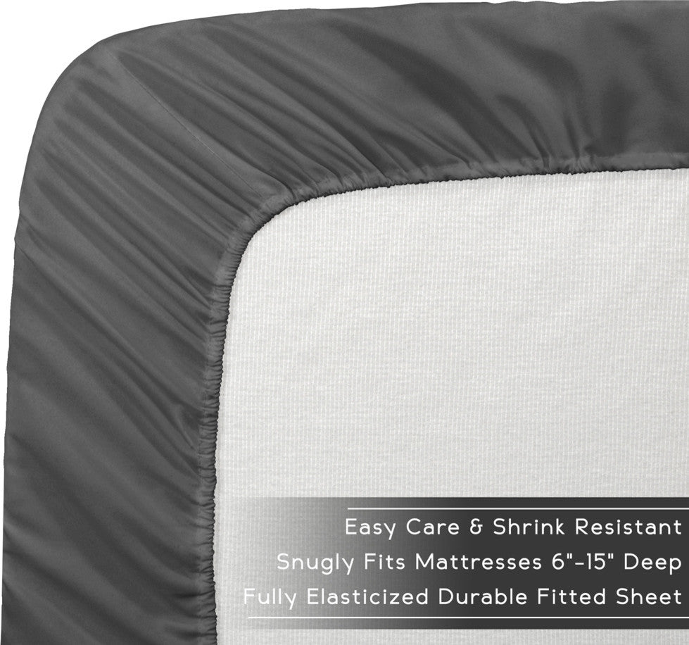Comforter, Sheet, and Bed Skirt, Light Gray, Gray, Gray, Split Queen