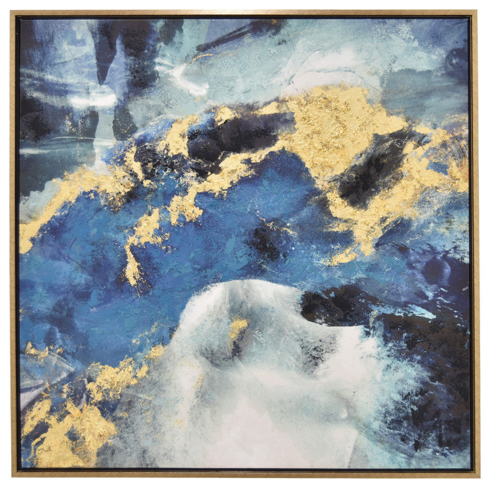 Plutus Brands Painting With Frame-Oil On Canvas, Blue Natural Fiber