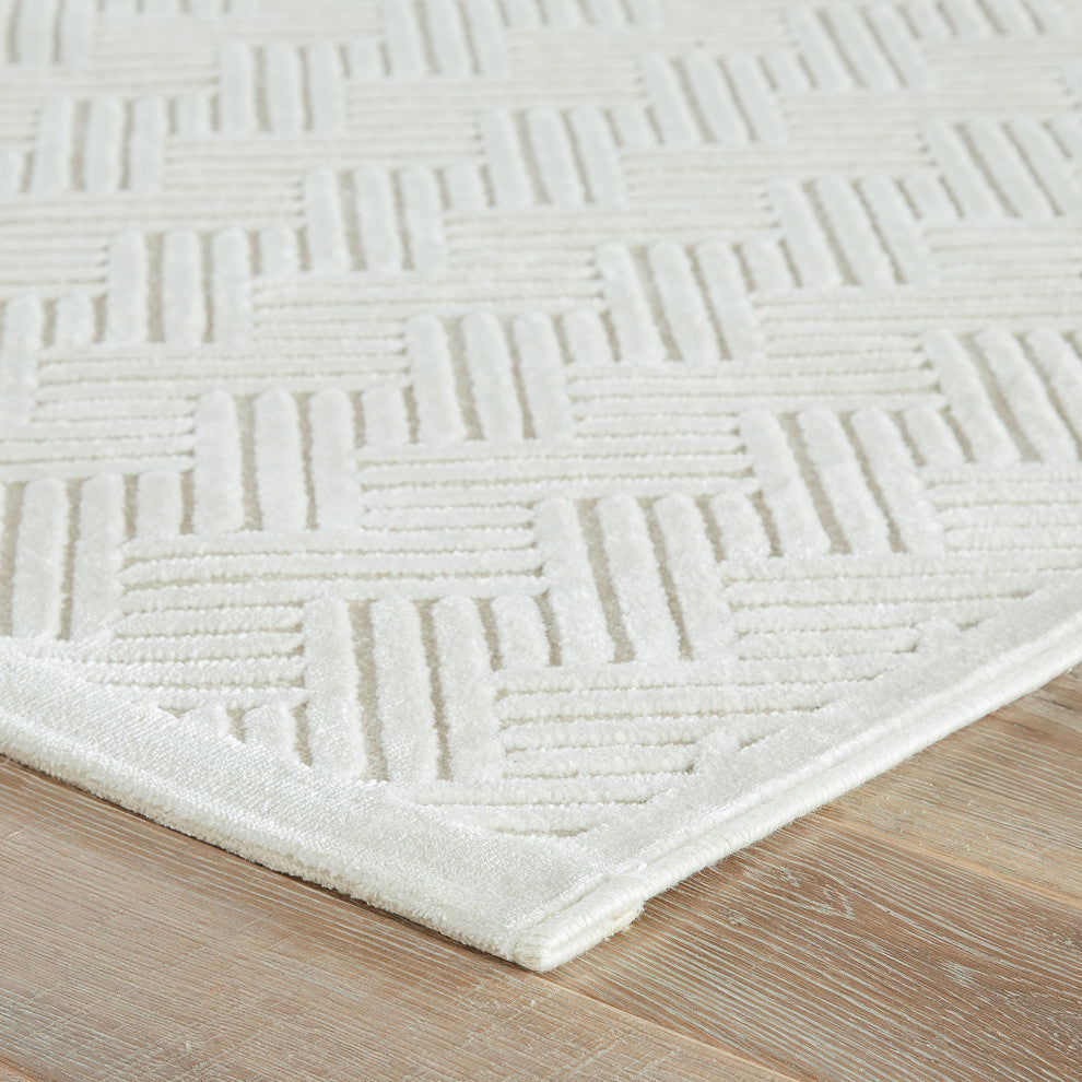 Jaipur Living Thatch Geometric White Area Rug, 7'6"x9'6"