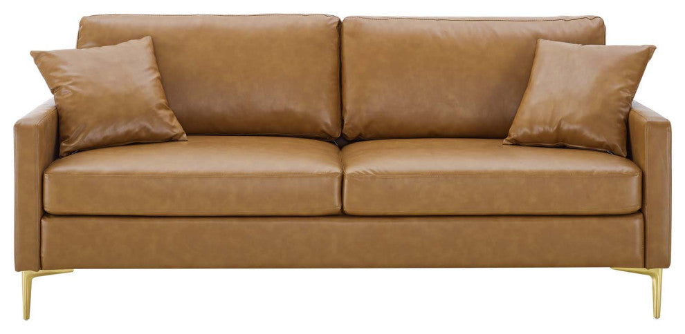 Juliana Vegan Leather Sofa, Tan