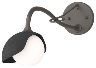 Brooklyn 1-Light Single Shade Sconce, Dark Smoke, Black, Opal Glass