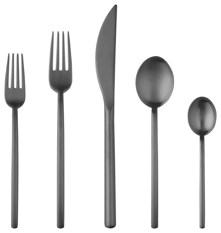 Due Flatware Set, Ice Black Gold, 20 Pcs.