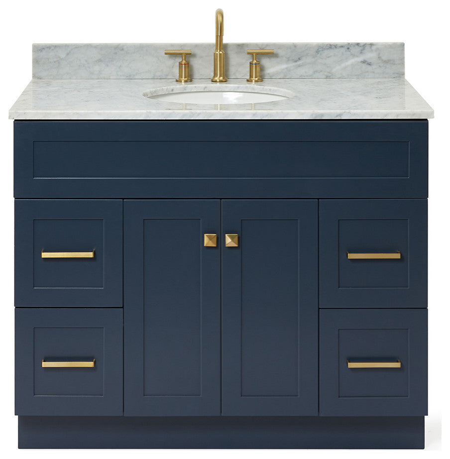 Ariel Hamlet 43" Oval Sink Bath Vanity, 0.75" Carrara Marble