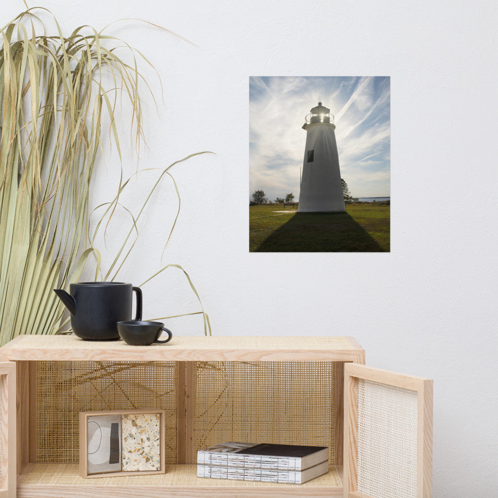 Turkey Point Lighthouse with Sun Flare Unframed Wall Art Prints, 16" X 20"