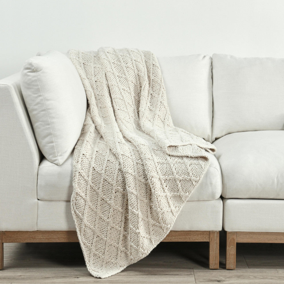 Kosas Home Porter 100% Cotton 50"x70" Throw, Ivory