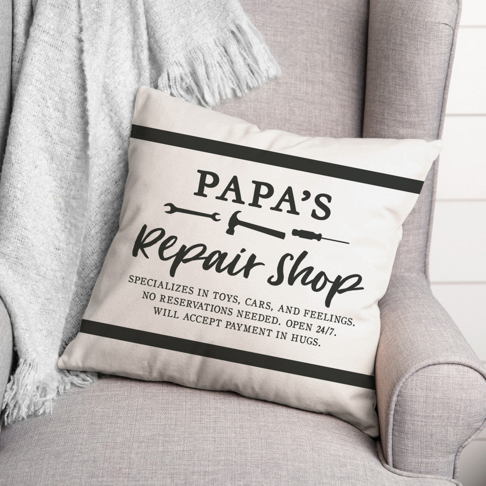 Papa Repair Shop 18x18 Spun Poly Pillow
