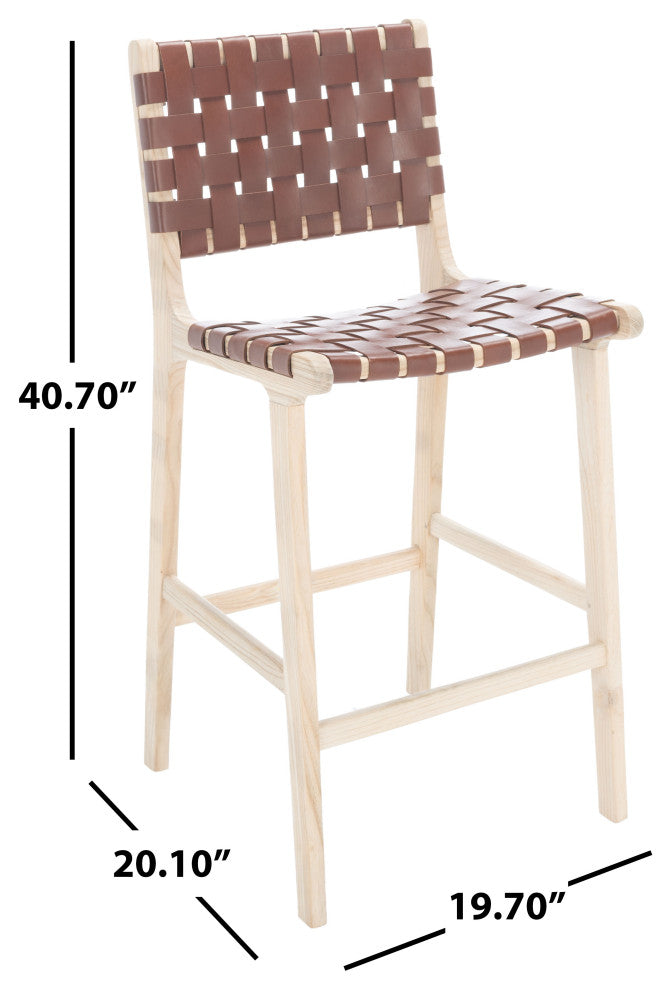 Safavieh Adah Leather Counter Stool, Cognac / Natural