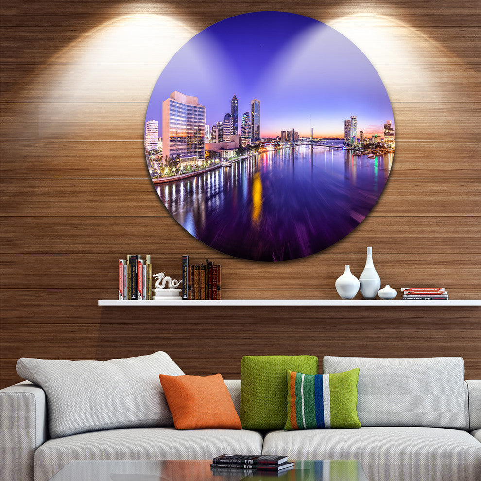Jacksonville Florida City Cityscape, Photo Disc Metal Artwork, 11"