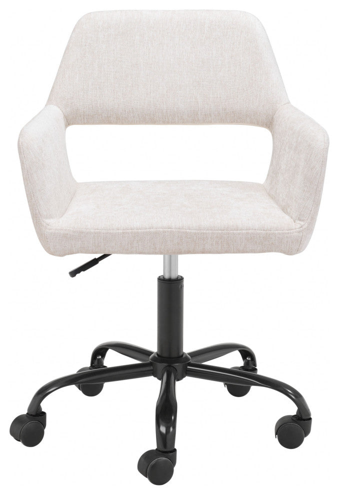 Beige Linen Look Rolling Office Chair