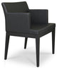 Soho Wood Armchair, Wenge Oak Base, Black Genuine Leather