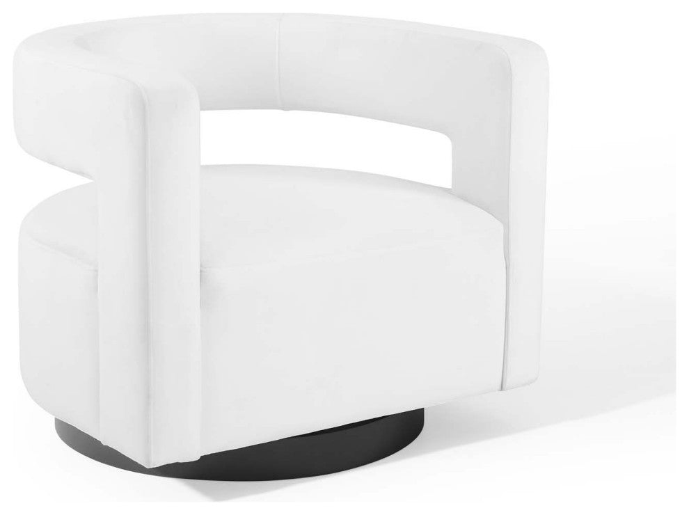 Spin Cutaway Performance Velvet Swivel Armchair - White