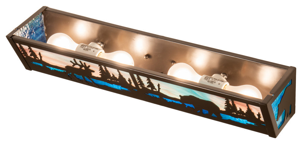 24 Wide Elk & Black Bear Vanity Light