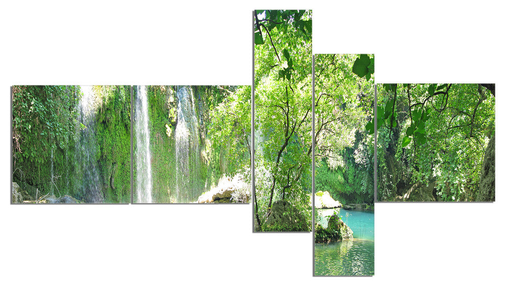 Kursunlu Waterfalls Antalya, Landscape Photo Canvas Print, 60"x32", 5 panels