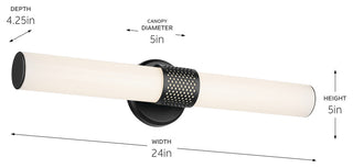 24.25" Bath Bar Medium LED With White Glass