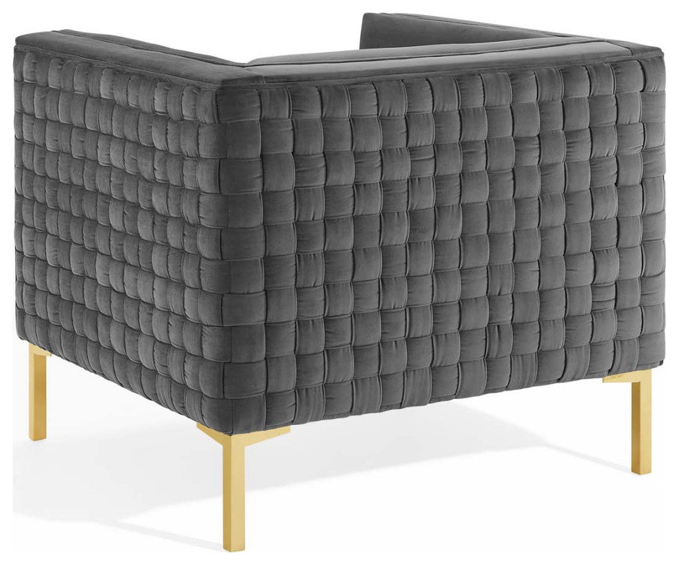 Armchair Accent Chair, Velvet, Dark Gray, Modern, Living Lounge Hospitality