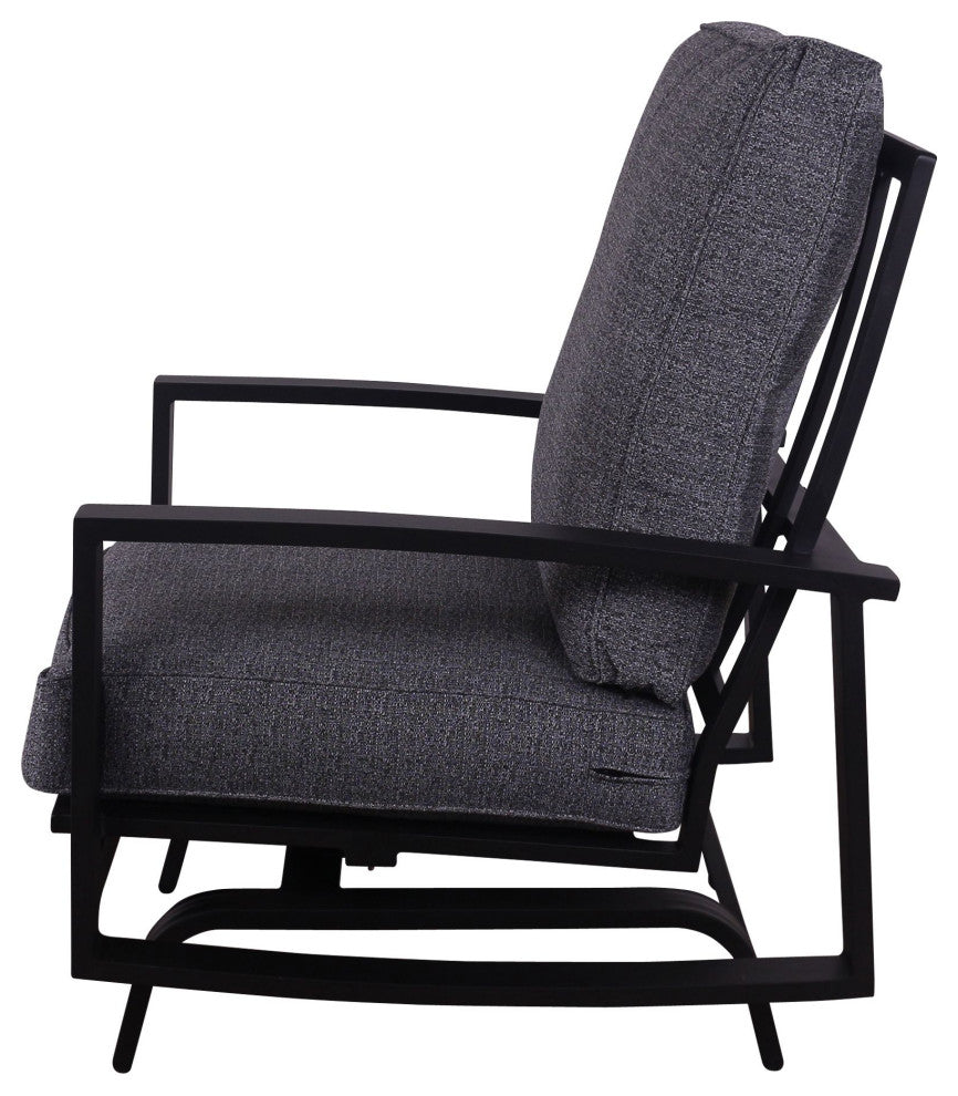 Courtyard Casual Santorini Black Aluminum 2 High Motion Chairs With Back Cushion