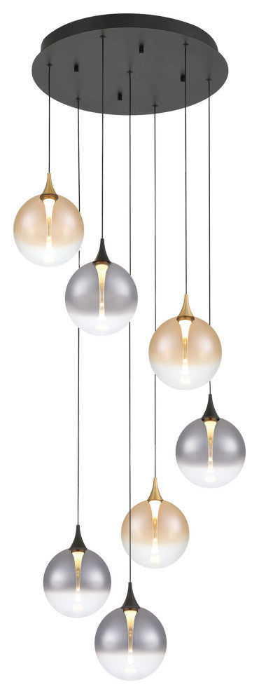 Iissa 7L 21" Gold-Black Mix Chandelier