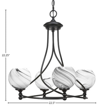 Capri 4-Light Chandelier, Matte Black/Onyx Swirl